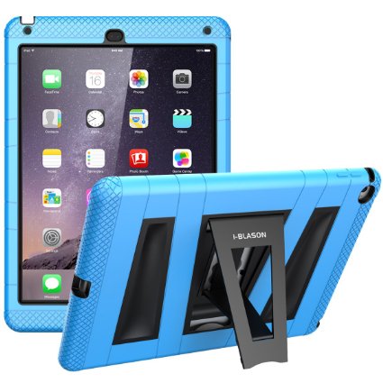 iPad Air 2 Case i-Blason ArmorBox Dual Layer Protective Case for Apple iPad Air 2 iPad 6 97 Inch iOS 8 Tablet Kickstand  with Bulit-in Screen Protector for Kids Friendly - Blue Black