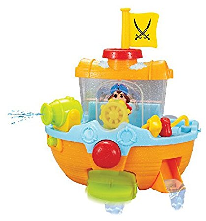 Bathtime Pirate Ship Bathtub Bath Toy for Kids with Water Cannon and Boat Scoop