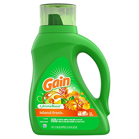 Gain Aroma Boost Liquid Laundry Detergent, Island Fresh, 32 Loads 1.47 L (Packaging May Vary)