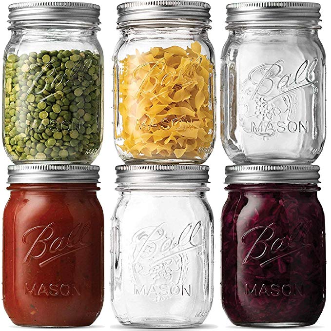 Sewanta SEWANTA Wide Mouth Mason Jars 16 oz [6 Pack] With mason jar lids  and Bands, mason jars 16 oz - For Canning, Fermenting, Pickling