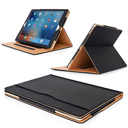 MOFRED Black & Tan Apple iPad Pro 12.9" (2015 & 2017 Version) Leather Case