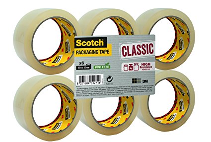 Scotch Classic Packaging Tape, 50 mm x 66 m - Clear, 6 Rolls