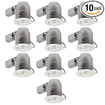 Globe Electric 6" Swivel Spotlight Round Recessed Lighting Kit Dimmable Downlight, Contractor's 10-Pack, White Finish, 9100901