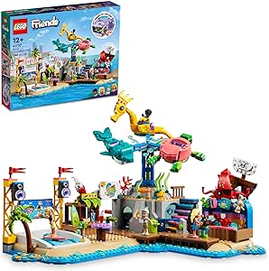 LEGO Friends Beach Amusement Park 41737 Building Toy Set, A Technical Project for Older Kids Ages 12 , with Spinning Carousel, Wave Machine and Shooting Gallery Game