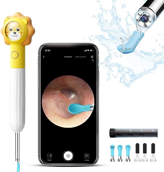 Ear Wax Removal,Earwax Otoscope Cleaner Tool with 8MP HD Ear Camera 6 LED Lights,Wireless Earwax Remover 7 Replaceable Ear Scoops,Ear Picker Cleanning Kit for iOS & Android Phone,Tablets
