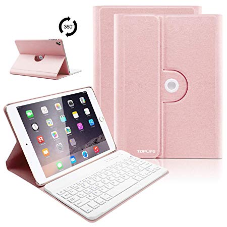iPad Keyboard Case 9.7 for New 2018 iPad 6th Gen - iPad Pro 2017 5th Gen - iPad Air 2 - Apple iPad Air, 360 Rotatable Slim Cover, iPad Case with Wireless Keyboard, Smart Auto Sleep-Wake (Champagne)