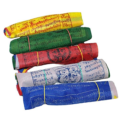 Tibetan Wind Horse Lungta Prayer Flags - 5 Vibrant Color Sets 6 x 6 Inches- Pack of 50