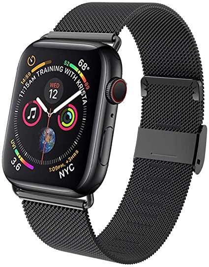 GBPOOT Band Compatible with Apple Watch Band 38mm 40mm 42mm 44mm, Wristband Loop Replacement Band for Iwatch Series 5/4/3/2/1,Black,38mm/40mm