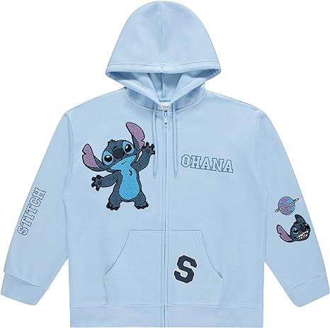 Disney Lilo & Stitch Ohana Juniors' Zip Hoodie, Heather Grey