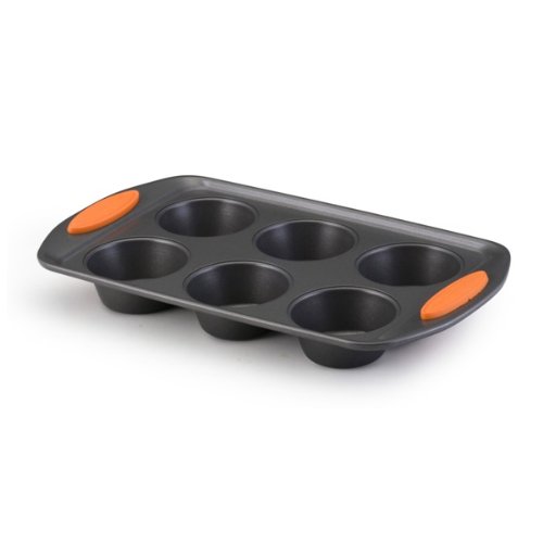 Rachael Ray Oven Lovin' Cups Nonstick Bakeware Muffin and Cupcake Pan, 6-Cup, Orange Grip