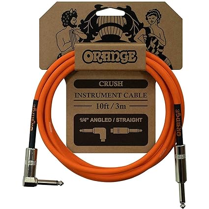 Orange Crush 10' Instrument Cable with Angled to Straight Connector, Orange, Smartphone