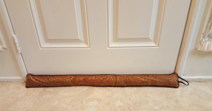 Monikas Marketplace Handmade 37-Inch Under-Door Draft Stopper (1.4 lbs.) with Hanging Cord and Storage Bag, Brown and Burgundy