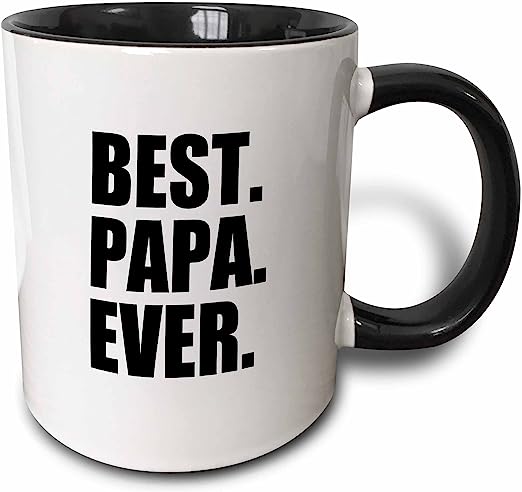 3dRose Ceramic Best Papa Ever Mug, 1 Count (Pack of 1), Black