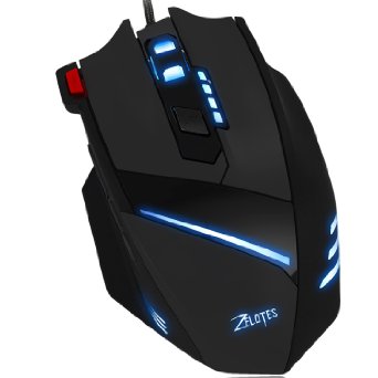 Zelotes T60 Gaming Mouse 7200 DPI Wired USB Computer Mice for PC Mac 7 Buttons Multi-Modes LED Lights