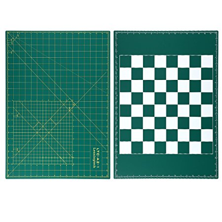 LeaningTech LTC-A2 Self Healing Cutting Mat 3-Ply Double Sided(Grid Lines Angles & Chessboard) Non Slip Green Great for Scrapbooking, Quilting, Sewing and all Arts & Crafts Projects