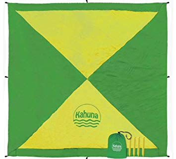 Kahuna Parachute Beach Blanket - Sandfree Oversized XL Extra Large 8x8 - No Sand Beach Sheet Picnic Blanket - Portable, Lightweight, With Sand Pockets - By