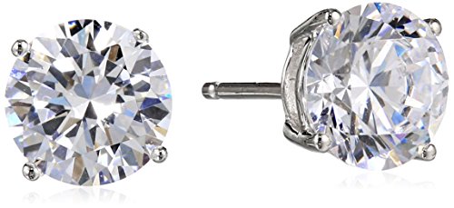 Sterling Silver Round Cut Cubic Zirconia Stud Earrings