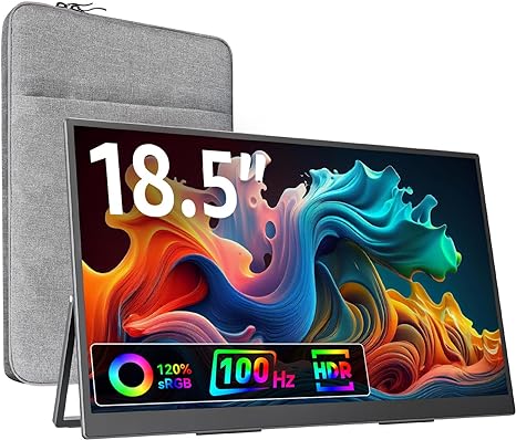 cocopar 18.5 inch portable monitor- 1080P IPS 100Hz 120% sRGB Gaming Monitor USB-C HDMI Large Portable screen for Laptop MacBook Surface PC Xbox PS4/5 Travel Monitor with Kickstand VESA Speakers