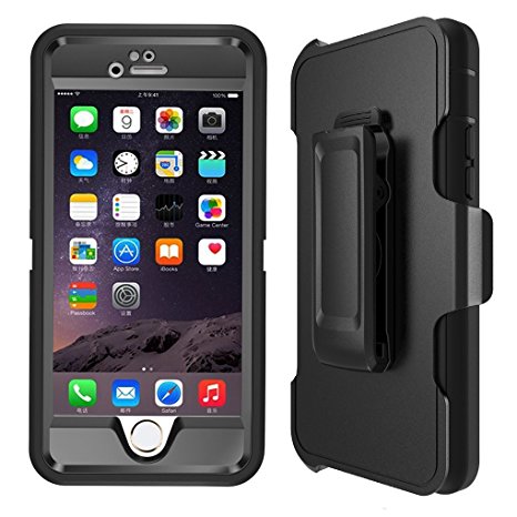 iPhone 5S Case, Heavy Duty Holster case, Hybrid Dual Layer Combo Armor Defender Protective Case With Kickstand   Belt Clip Holster For iPhone 5/5S/SE,Black
