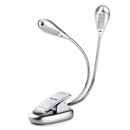 Albrillo Book Light Rechargeable USB, Clip on Reading Lights, Dimmable Warm White, 8 LED