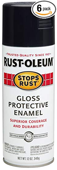 Rust-Oleum 7779830-6PK Stops Rust Spray Paint, 12-Ounce, Gloss Black, 6-Pack