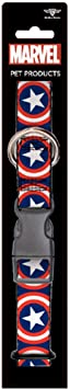 Imported Plastic Clip Collar - Captain America Shield Repeat Navy - Large 15-26"