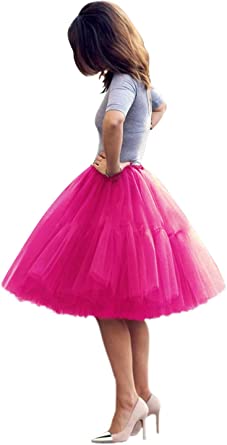 Babyonline Lady's Princess Tutu Tulle Midi Knee Length Skirt Underskirt