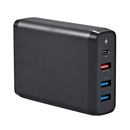 Runpower 75W USB Type C Travel Charger,with USB C PD 3.0 Fast Charge Port,for USB-C Laptops, MacBook, iPad Pro, iPhone, Galaxy, Pixel and More. (Black)