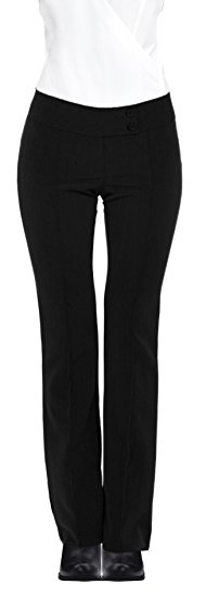 Women's Fitted Career Double Waist Business Bootcut Leg Trousers Pants