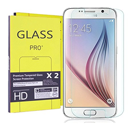 iPowertech Galaxy S6 Screen Protector, Samsung Galaxy S6 Glass Screen Protector with [Tempered Glass] 9H Hardness, Anti-Scratch, Touchscreen Accuracy(2 pack)