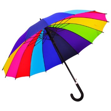 Straight Rainbow Umbrella, Ambrellaok 16-rib Windproof, Waterproof and Anti-uv Auto Open Large Straight Sun-rain Umbrella with Hook Handle