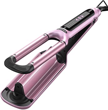 Wavytalk Beach Waves Curling Iron 3 Barrel Deep Hair Waver Ceramic Waving Wand Beachy Crimper Hair Iron Adjustable Heat 300℉ - 420 ℉ Dual Voltage Pink