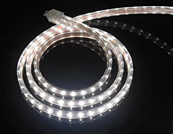 CBConcept UL Listed, 40 Feet, 4300 Lumen, 4000K Soft White, Dimmable, 110-120V AC Flexible Flat LED Strip Rope Light, 720 Units 3528 SMD LEDs, Indoor Outdoor Use, Accessories Included, Ready to use