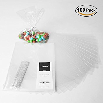 Becko 6x8 Inch Clear Cello Bags for Bakery/Cookie/Candy/Soap - 100 Packs