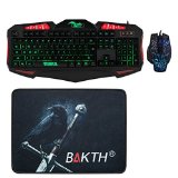 BAKTH 2015 New Design Wired Adjustable Rainbow Backlit Gaming Keyboard and Automatic Changing Colorful Backlit Gaming Mouse  BAKTH Customized Mouse Pad as Gift