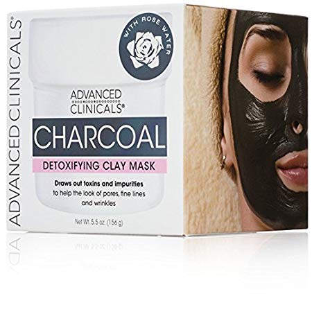 Advanced Clinicals Charcoal Detoxifying Mask with Rose Water to help improve the look of pores, fine lines and wrinkles. Supersize 5.5oz.