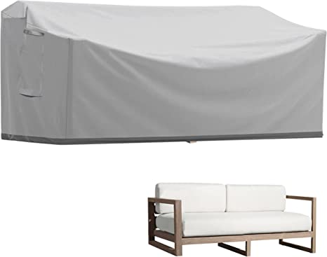 Umbrauto Outdoor Patio Sofa Cover Heavy Duty 600D Waterproof Anti-Fading Outdoor Couch Cover Patio Furniture Cover with Upgrade Air Vent, Grey