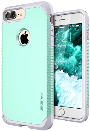 iPhone 7 Plus Case, SGM Premium Hybrid [Dual Layer] Armor Case Cover For Apple iPhone 7 Plus [Anti-Slip Design] [Shock Proof] (Mint   Gray)