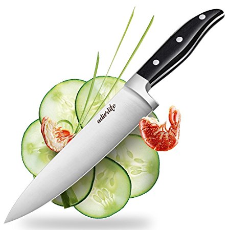 Chef Knife, Adier-life Razor Sharp Kitchen Gyutou Chefs Knife set with Stainless Steel Full Tang Blade and Triple-riveted Pakka Wood Handle