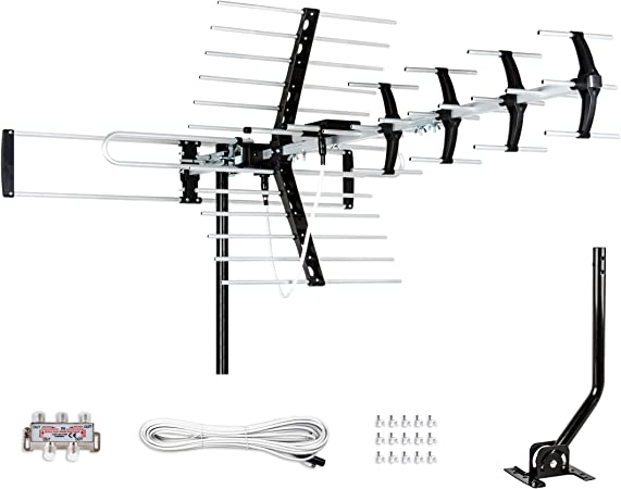 [Newest 2023] Five Star Outdoor HDTV Antenna up to 200 Mile Long Range, Attic or Roof Mount TV Antenna, Long Range Digital OTA Antenna for 4K 1080P VHF UHF with Mounting Pole & Installation Kit