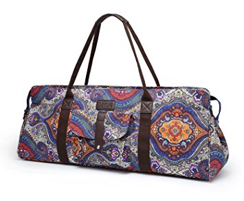 Elenture Large Yoga Mat Duffle Tote Bag Carrier Patterned Canvas Mat Holder