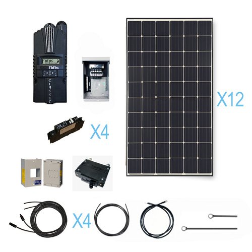 Renogy 3600 Watt Monocrystalline Solar Cabin Kit for Off-Grid Solar System with 12 Pcs of 300W Panel and Midnite MPPT Controller