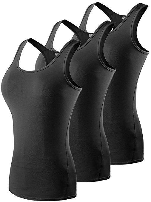 Yuerlian Women's 3 Pack Racerback Top Yoga Vest Compression Base Layer Dry Fit Tank Top
