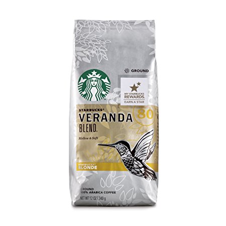 Starbucks Veranda Blend Light Blonde Roast Ground Coffee, 12-Ounce Bag