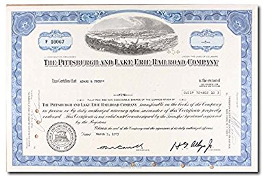 Pittsburgh & Lake Erie Railroad Company Stock Certificate Blue (SC-AAA-123)