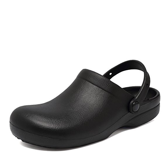 Fanture Slip Resistant Chef Clog Mule Restaurant Non Slip Work Shoes Black For Men Women