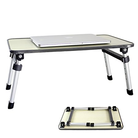 Laptop Table Tray With Height Adjustable Folding Legs For Notebook, Tablet, or Computer (Grey)