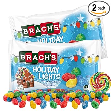 Holiday Lights Brightly Colored Gummy Candies, Christmas Gingerbread House Kit Accessories, Fruit Flavored Candy for Decorations, Pack of 2, 10 Ounces