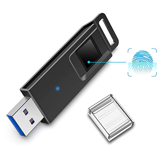 USB 3.0 Flash Drive, K&ZZ 64G Encrypted Flash Drive Fingerprint Recognition Thumb Drive High Speed Jump Drive Secure Storage Data Protection Memory Stick for Business Traveler Office MacBook PC