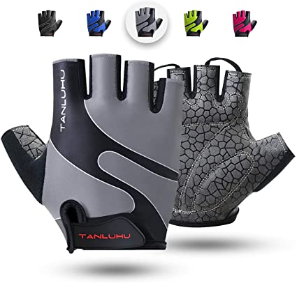 Tanluhu Cycling Gloves Mountain Bike Gloves Half Finger Road Racing Riding Gloves with Light Anti-Slip Shock-Absorbing Biking Gloves for Men and Women